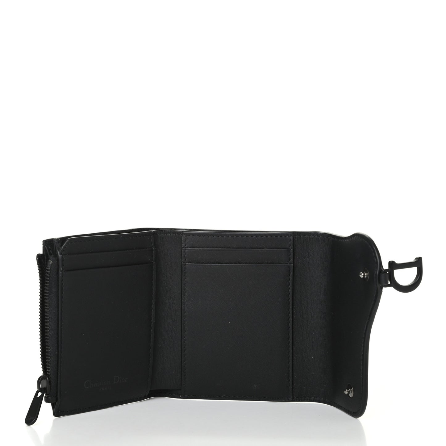 Ultra Matte Calfskin Saddle Lotus Wallet Black