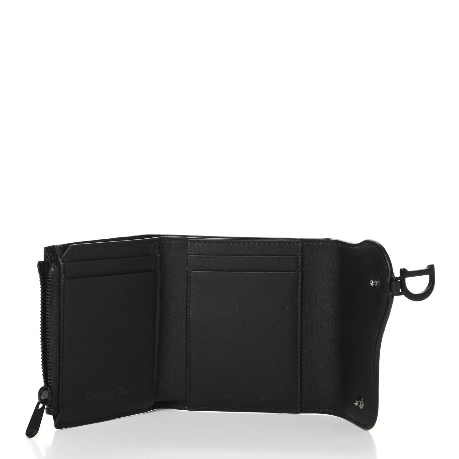 Christian Dior Ultra Matte Calfskin Saddle Lotus Wallet Black 5 of 6