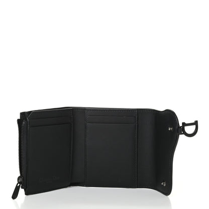Christian Dior Ultra Matte Calfskin Saddle Lotus Wallet Black 5 of 6