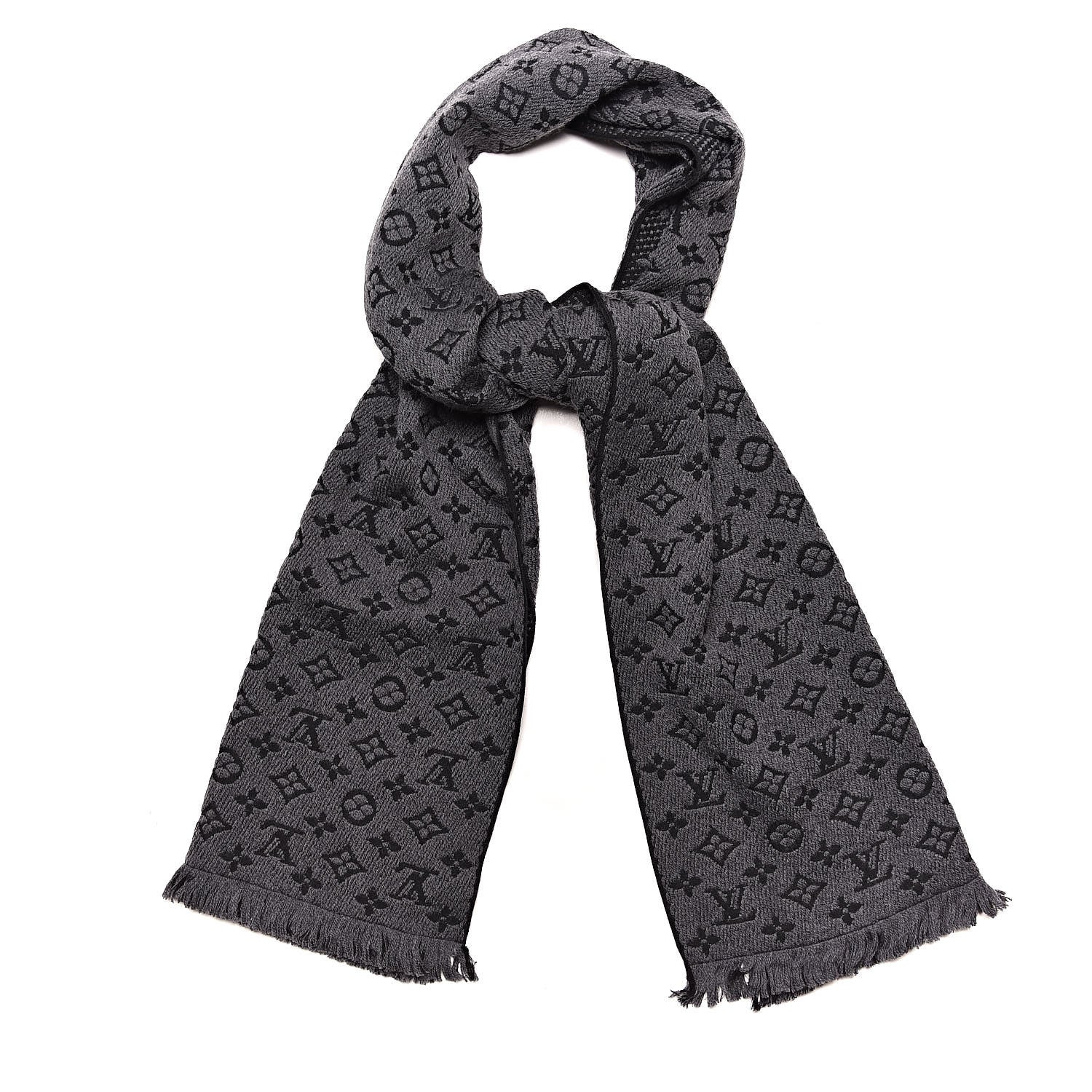 Louis Vuitton Wool Monogram Classic Scarf Charcoal Grey 1 of 4