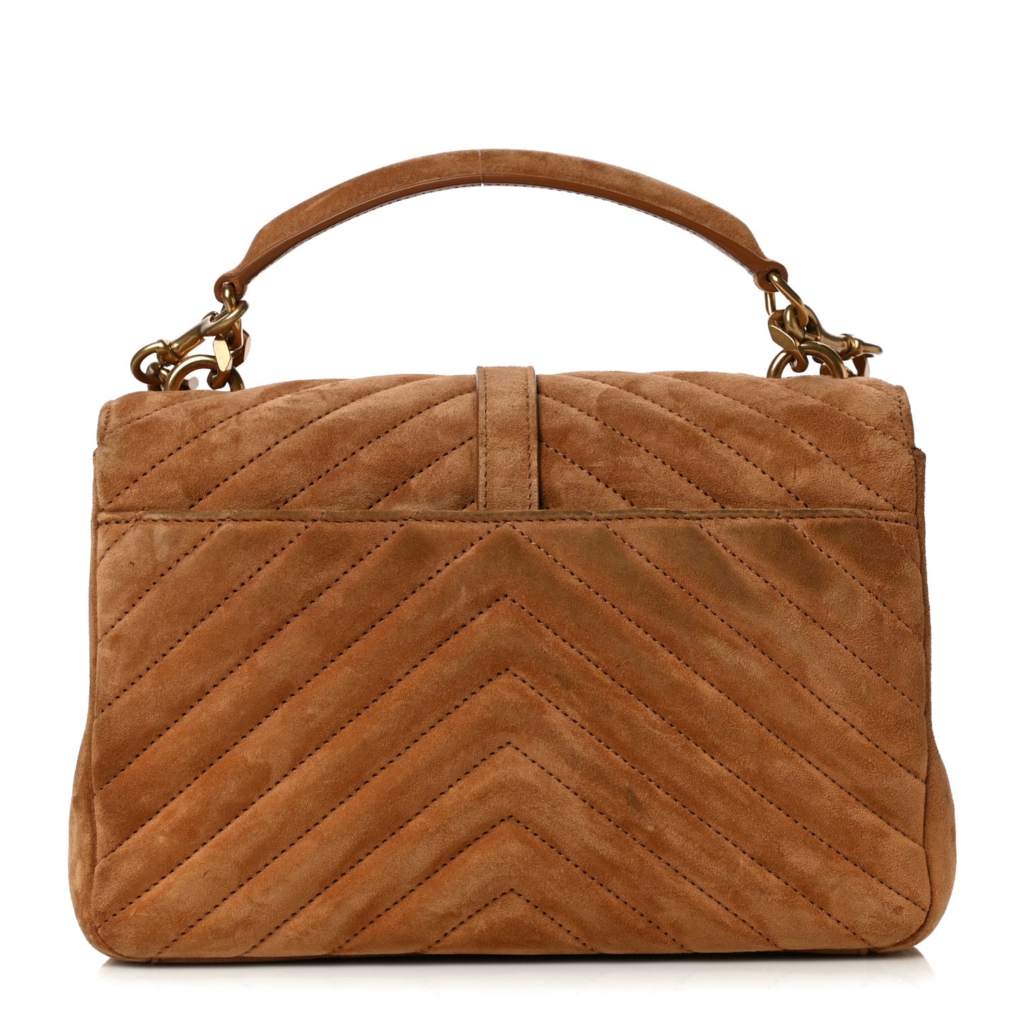 Suede Matelasse Chevron Monogram Medium College Bag Cinnamon