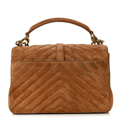 Saint Laurent Suede Matelasse Chevron Monogram Medium College Bag Cinnamon 12 of 13