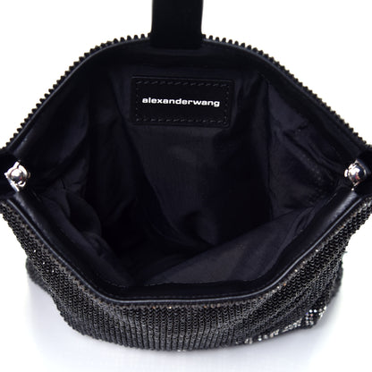 Alexander Wang Rhinestone Chain Mesh Wanglock Logo Pouch Black White 5 of 6