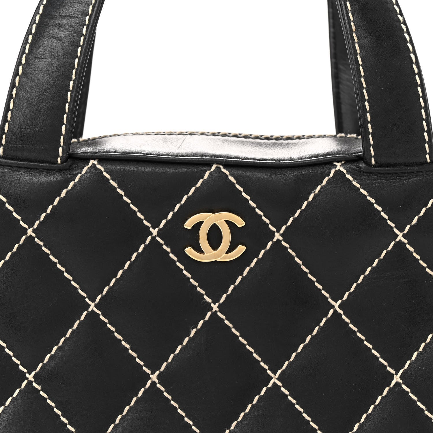 Chanel Calfskin Contrast Stitch Surpique Bowler Black 8 of 14