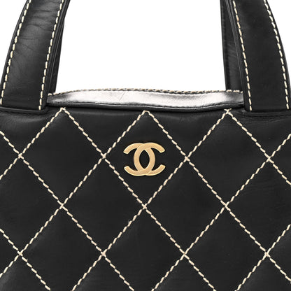 Chanel Calfskin Contrast Stitch Surpique Bowler Black 8 of 14