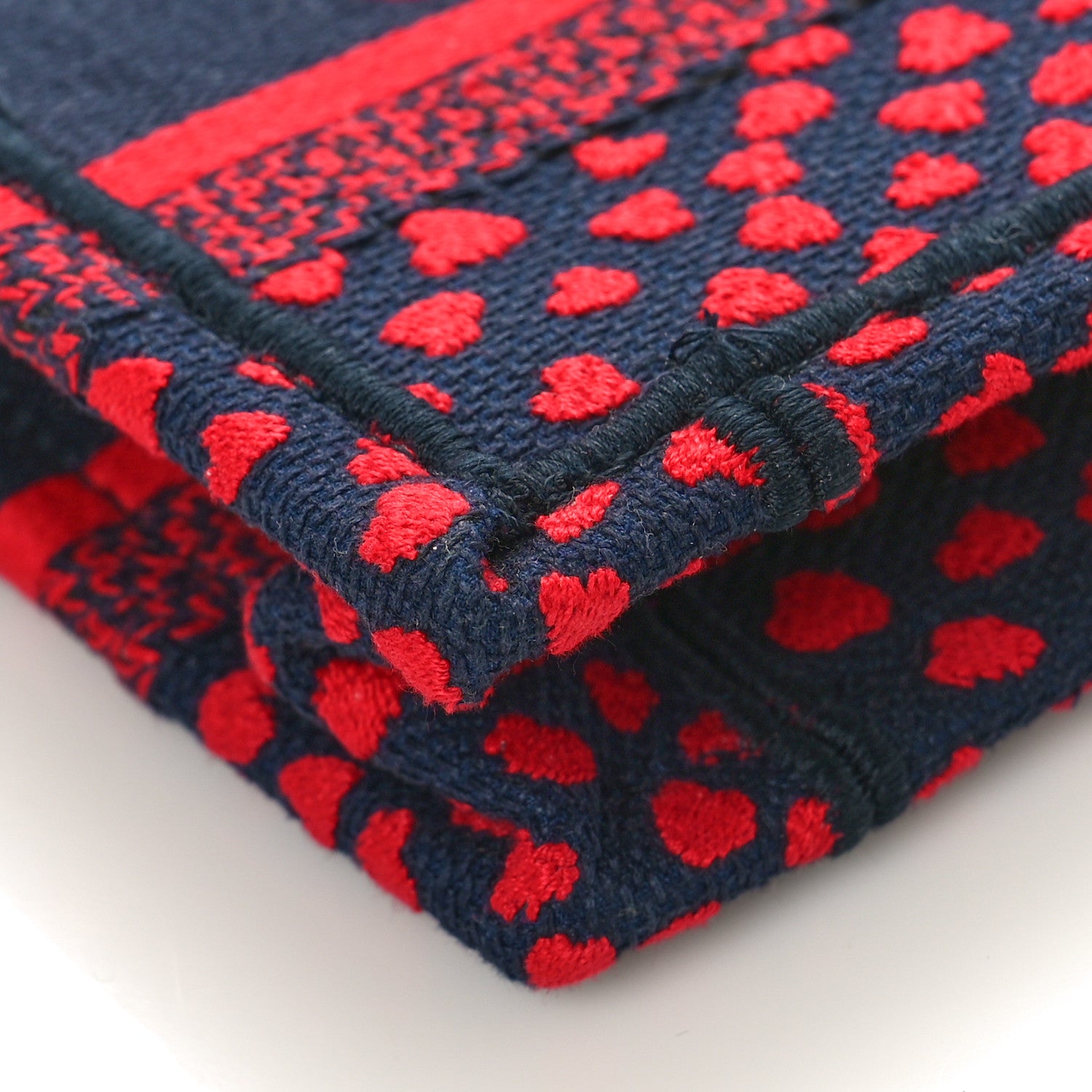 Christian Dior Canvas Embroidered Pop Heart I Love Paris Mini Book Tote Red Multicolor 6 of 7