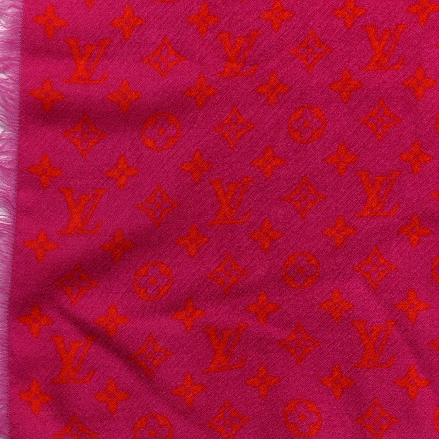 Wool Monogram Telling Stole Rose Pop