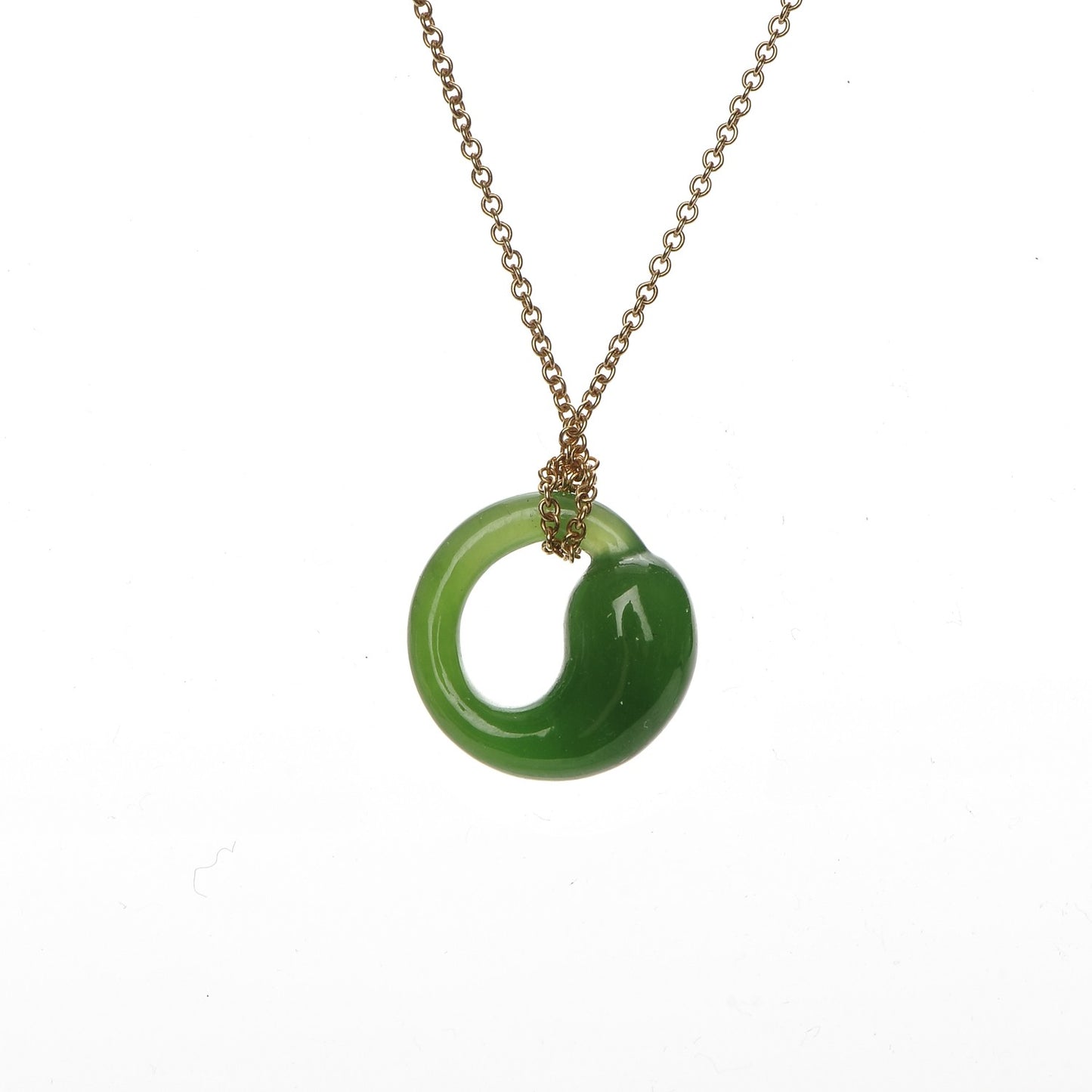 18K Yellow Gold Jade Elsa Peretti Eternal Circle Necklace