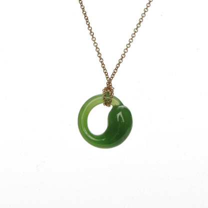 Tiffany 18K Yellow Gold Jade Elsa Peretti Eternal Circle Necklace 3 of 10