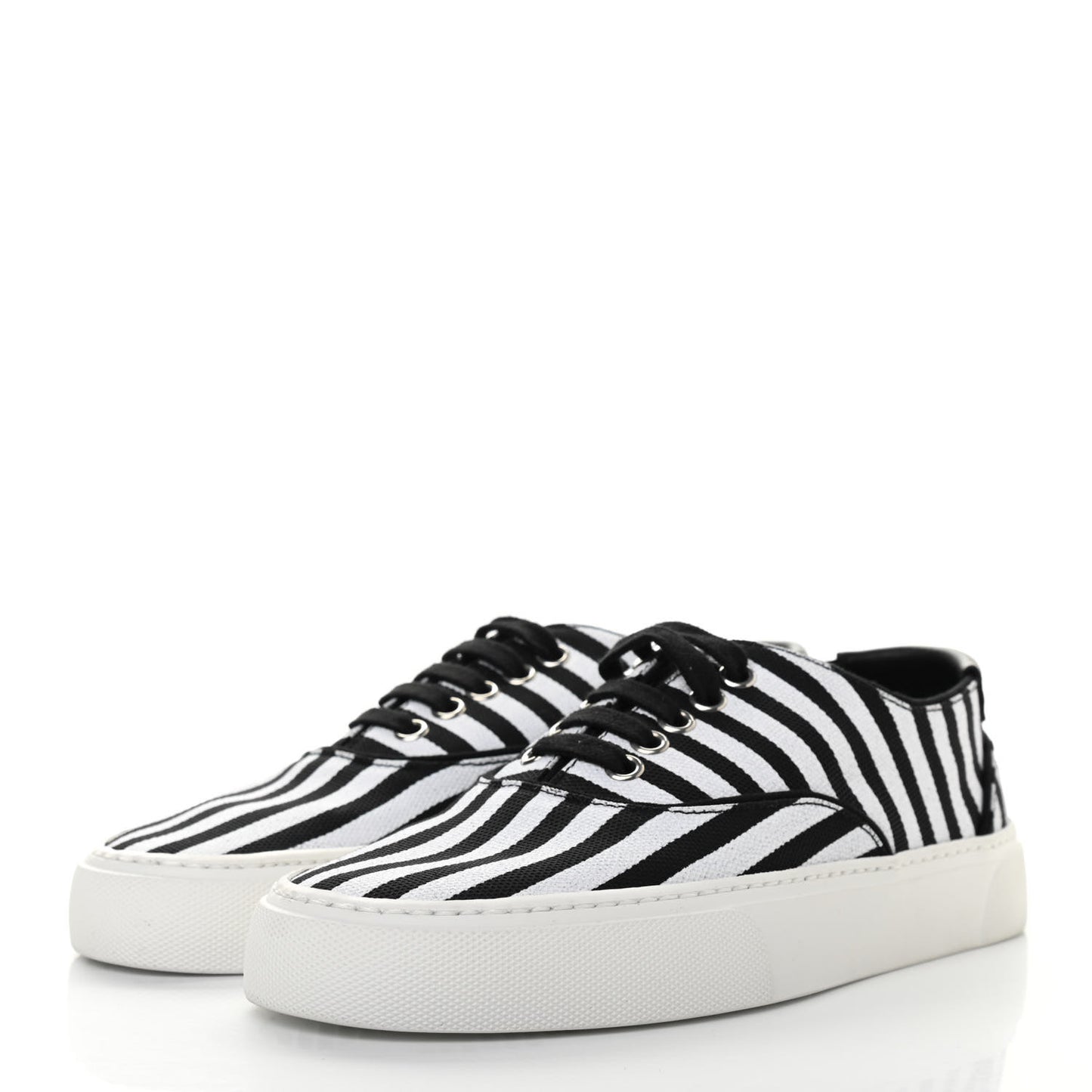 Canvas Striped Venice Low Top Sneakers 36 Black White