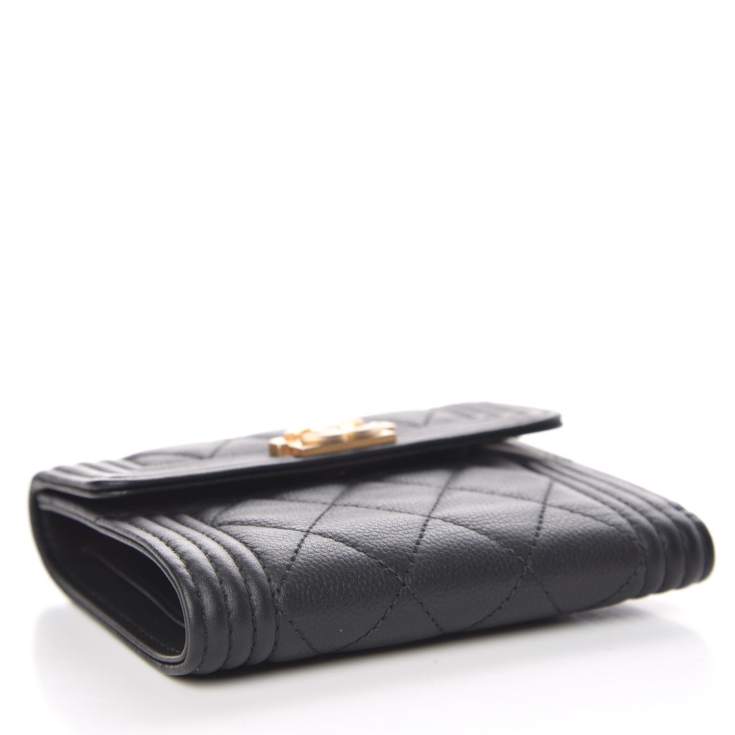 Chanel Caviar Quilted Compact Boy Wallet Black 4 of 9