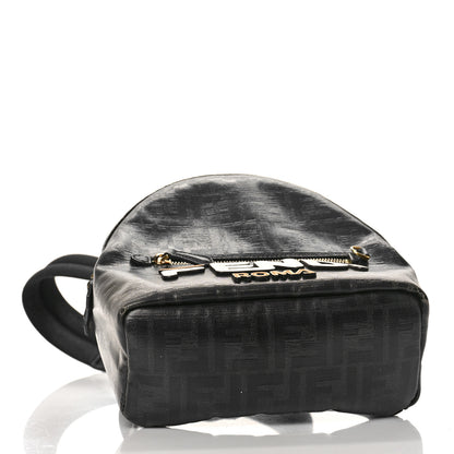 Fendi X FILA Glazed Fabric Vitello Century FF 1974 Mania Mini Backpack Black White 4 of 8
