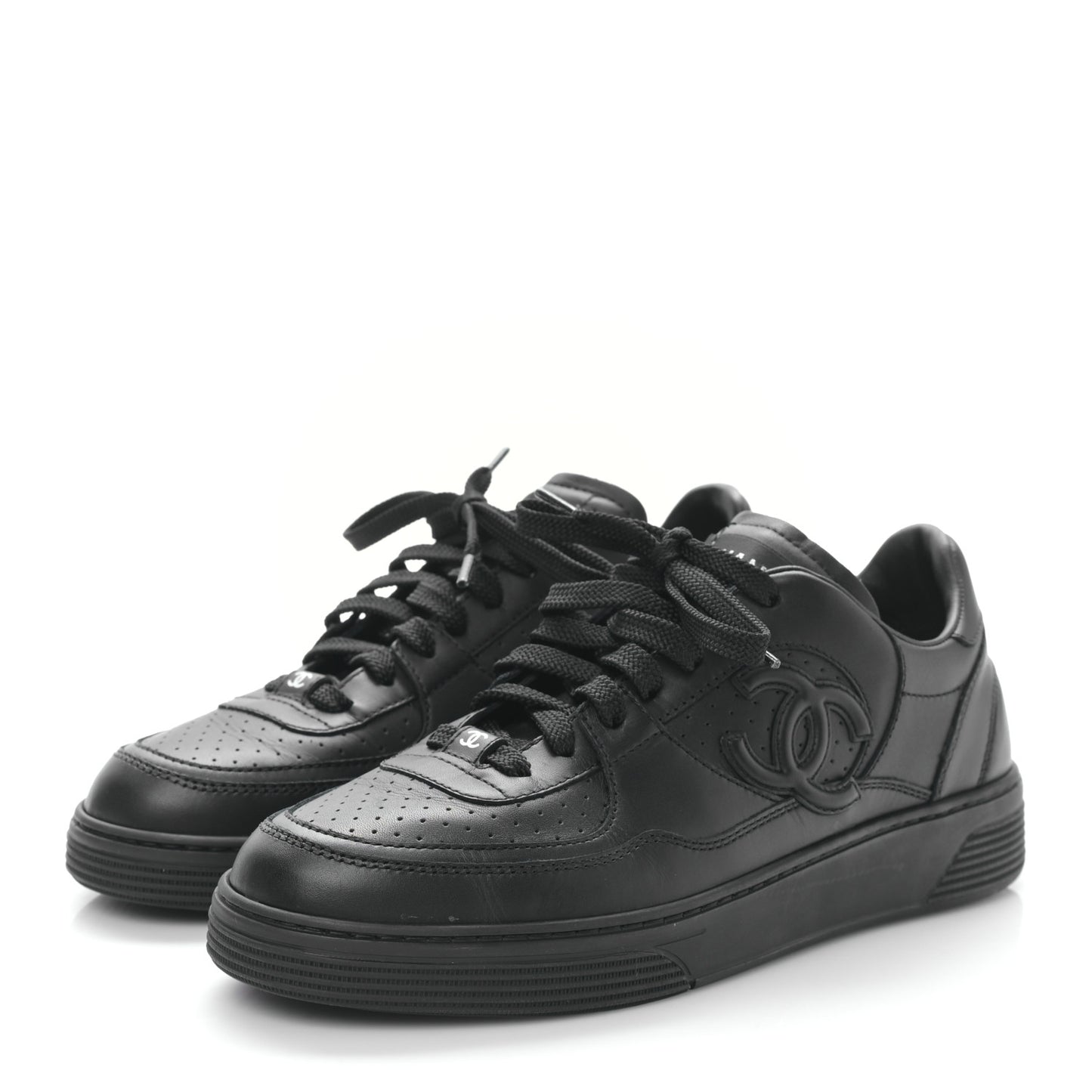 Calfskin CC Womens Sneakers 38.5 Black