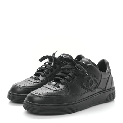 Chanel Calfskin CC Womens Sneakers 38.5 Black 3 of 8