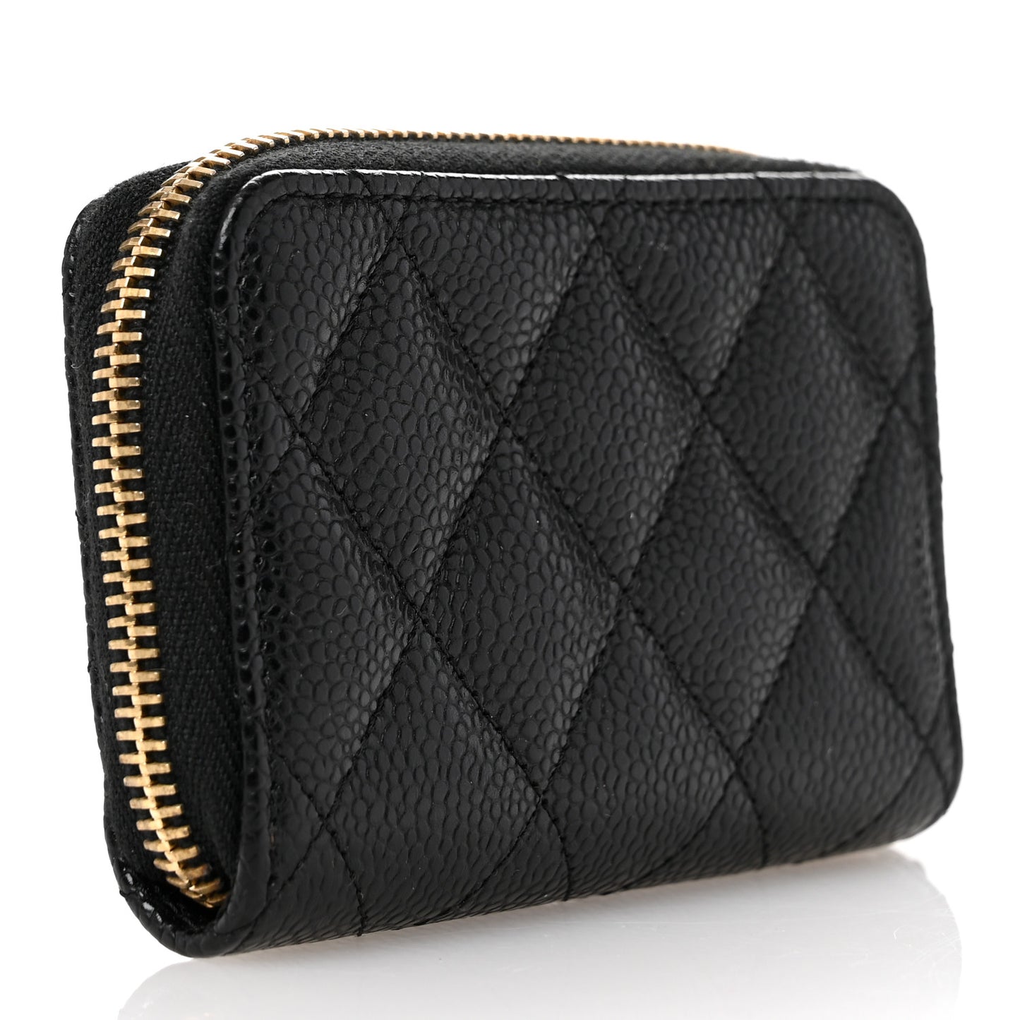 Caviar Quilted Zip Coin Purse Black