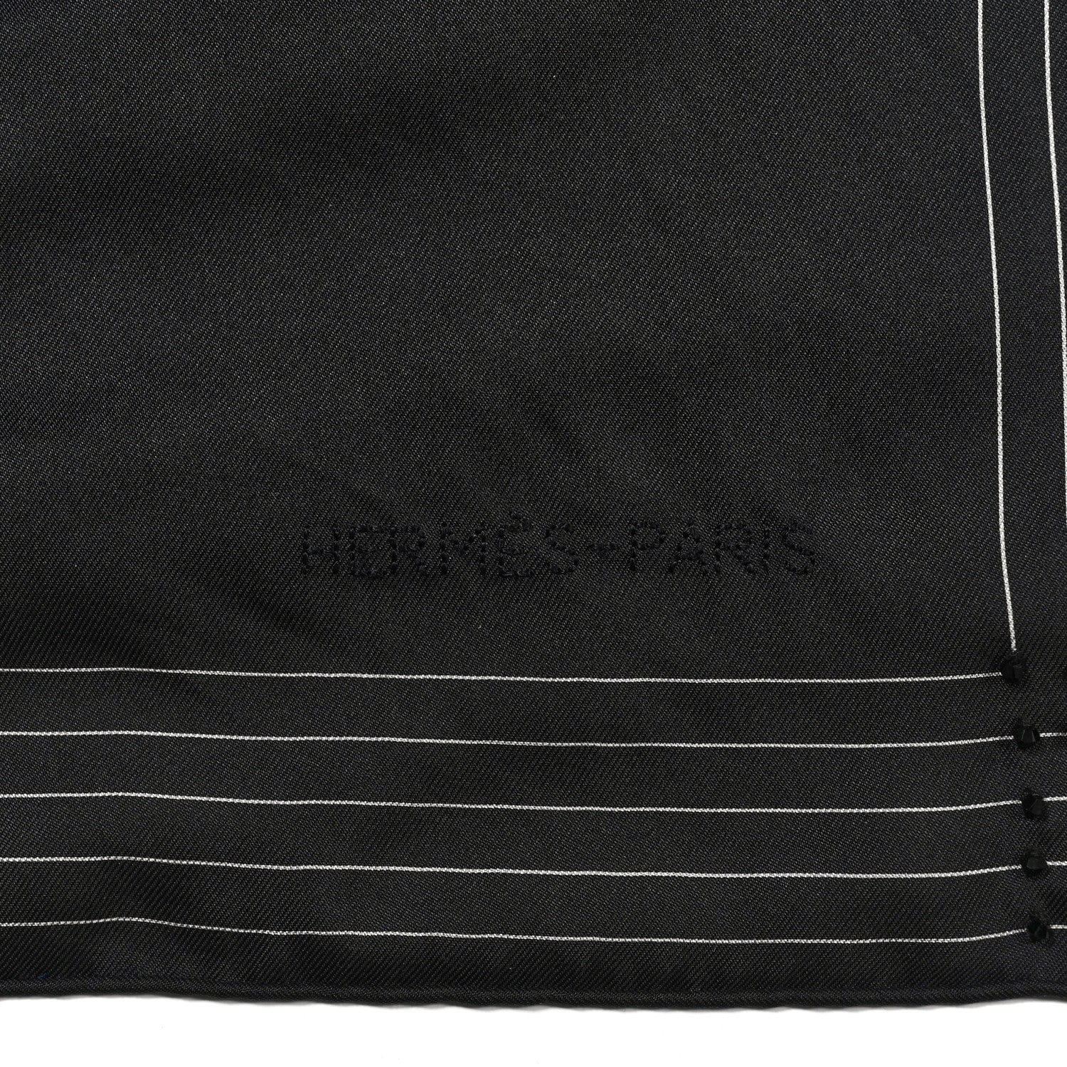 Hermes Silk Embroidered Cheval Du Nuit Scarf 90 Black 1889824