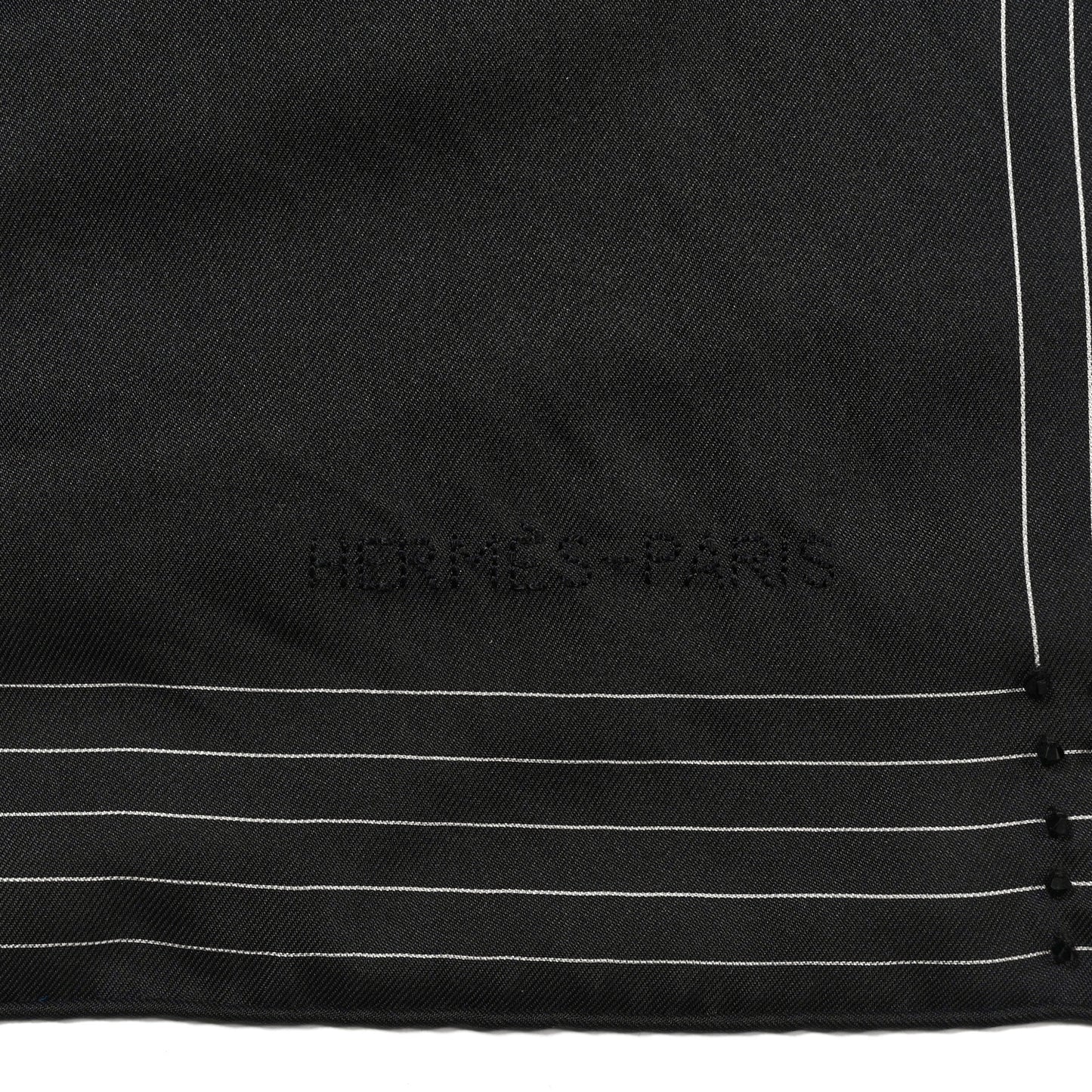 Silk Embroidered Cheval Du Nuit Scarf 90 Black