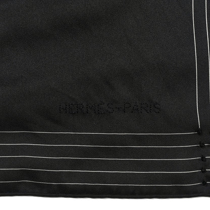 Hermes Silk Embroidered Cheval Du Nuit Scarf 90 Black 3 of 3