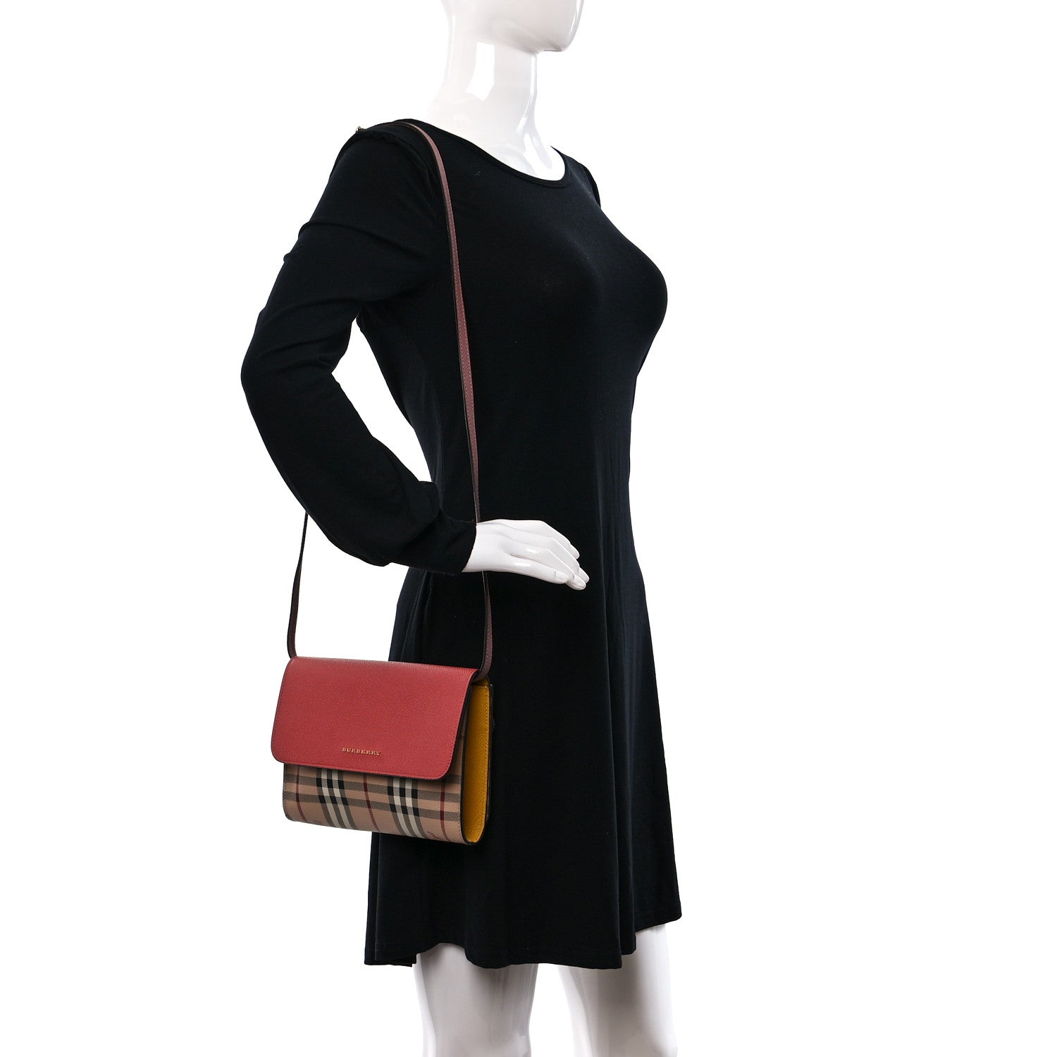 Burberry Derby Calfskin Haymarket Check Small Loxley Crossbody Cinnamon Red Multicolor 2 of 8