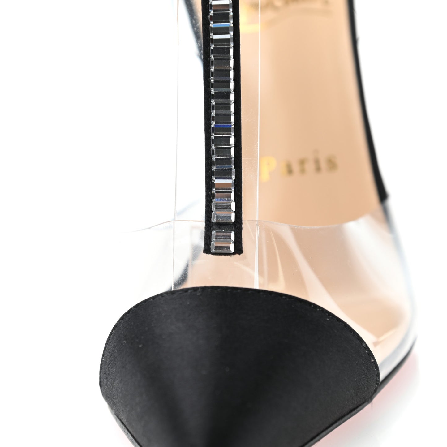Satin PVC Crystal Nosy 100 Pumps 36.5 Black