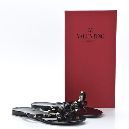 Valentino Garavani PVC Jelly Rockstud Bow Thong Sandals 37 Black 13 of 13