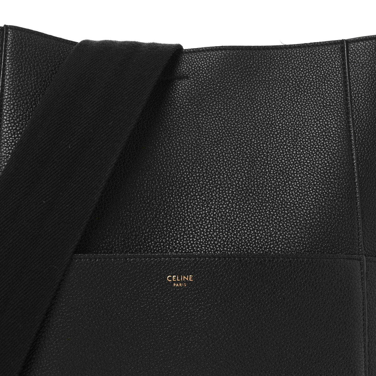 Soft Grained Calfskin Sangle Bucket Bag Black