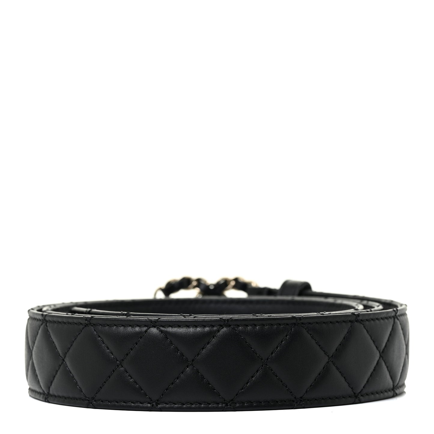 Calfskin Quilted CC Chain Belt 105 42 Black