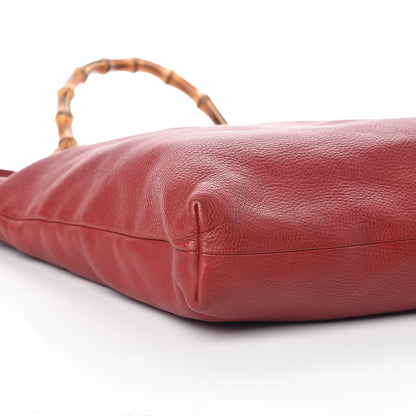 Gucci Pebbled Calfskin Bamboo Shopper Tote Red 12 of 13