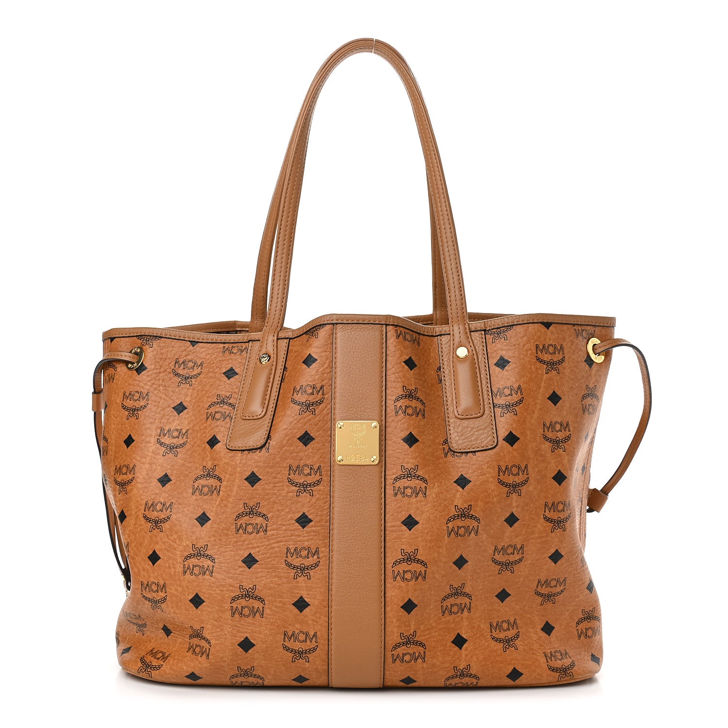 MCM Visetos Medium Liz Reversible Shopper Tote Cognac 1 of 13
