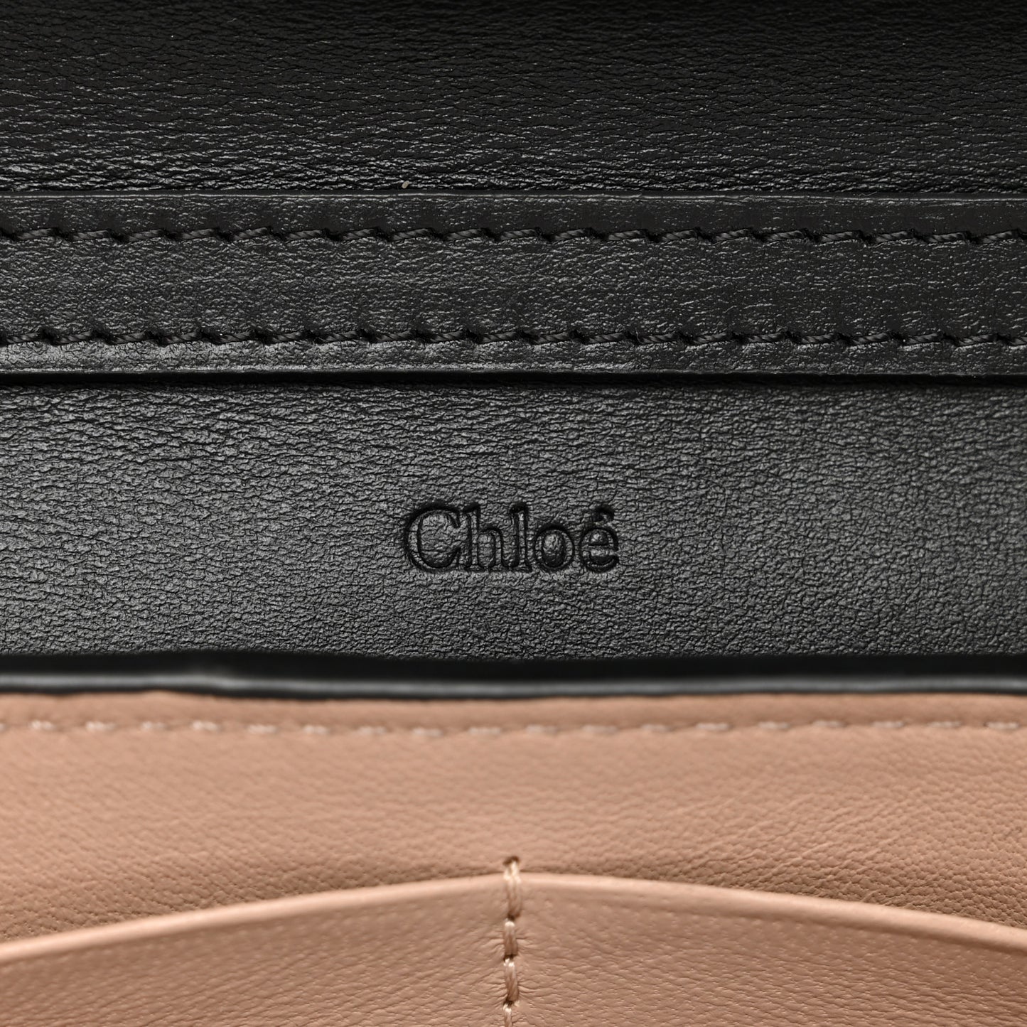 Shiny Grained Calfskin Aby Wallet on Chain Black
