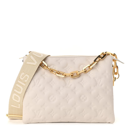 Louis Vuitton Lambskin Embossed Monogram Coussin PM Beige Cream 1 of 10