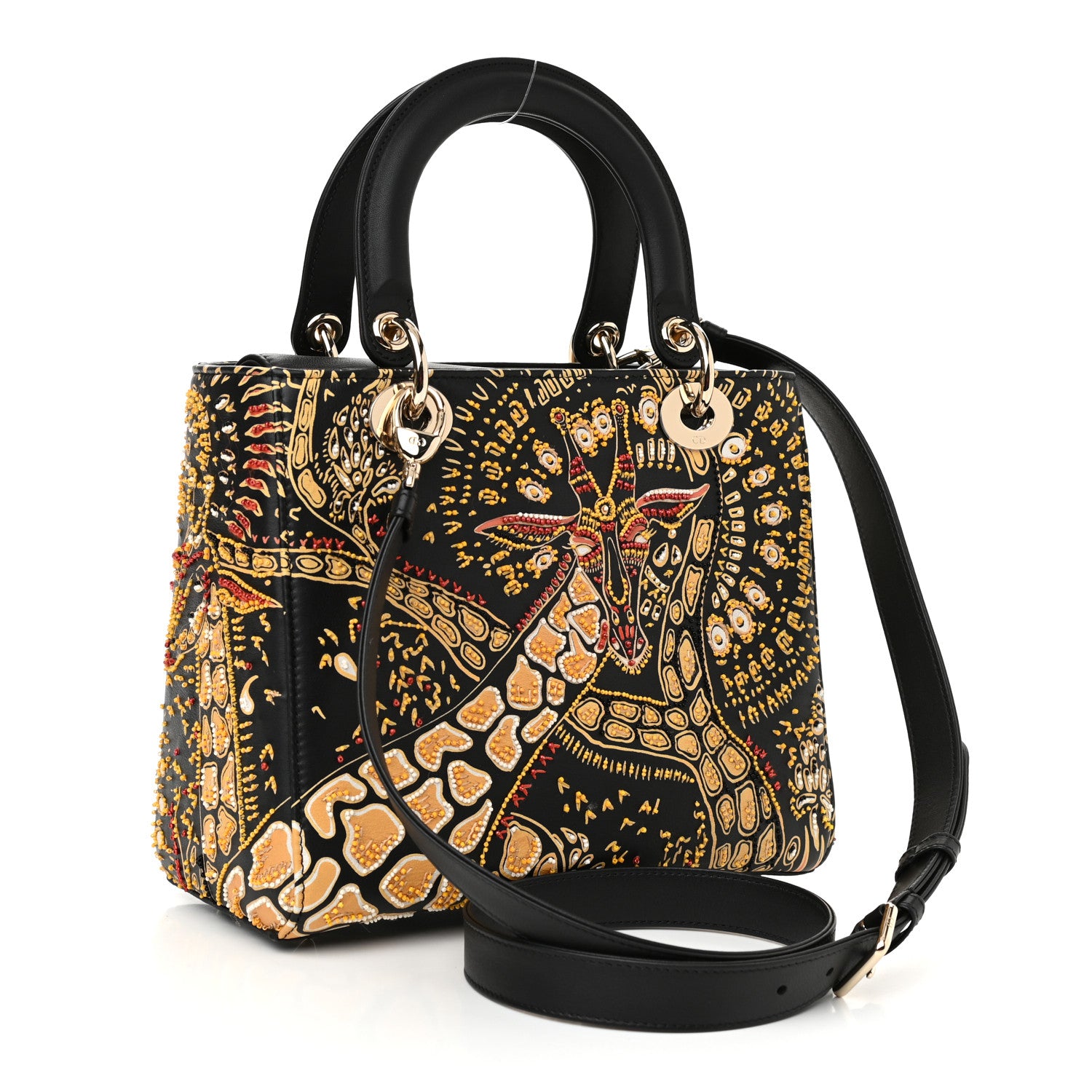 Christian Dior Smooth Calfskin Embroidered Animals Medium Lady Dior Black Multicolor 3 of 11