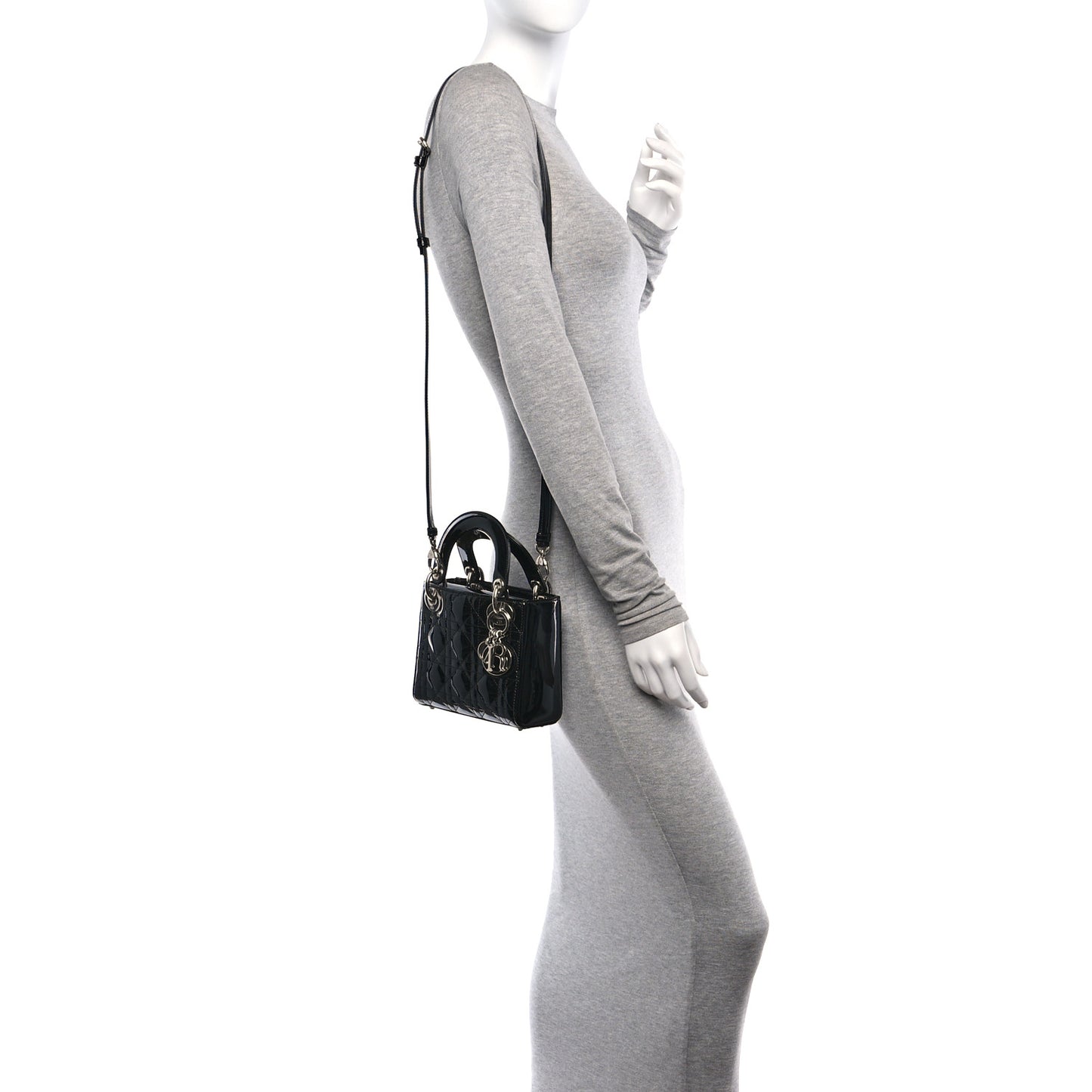 Patent Cannage Mini Lady Dior Black