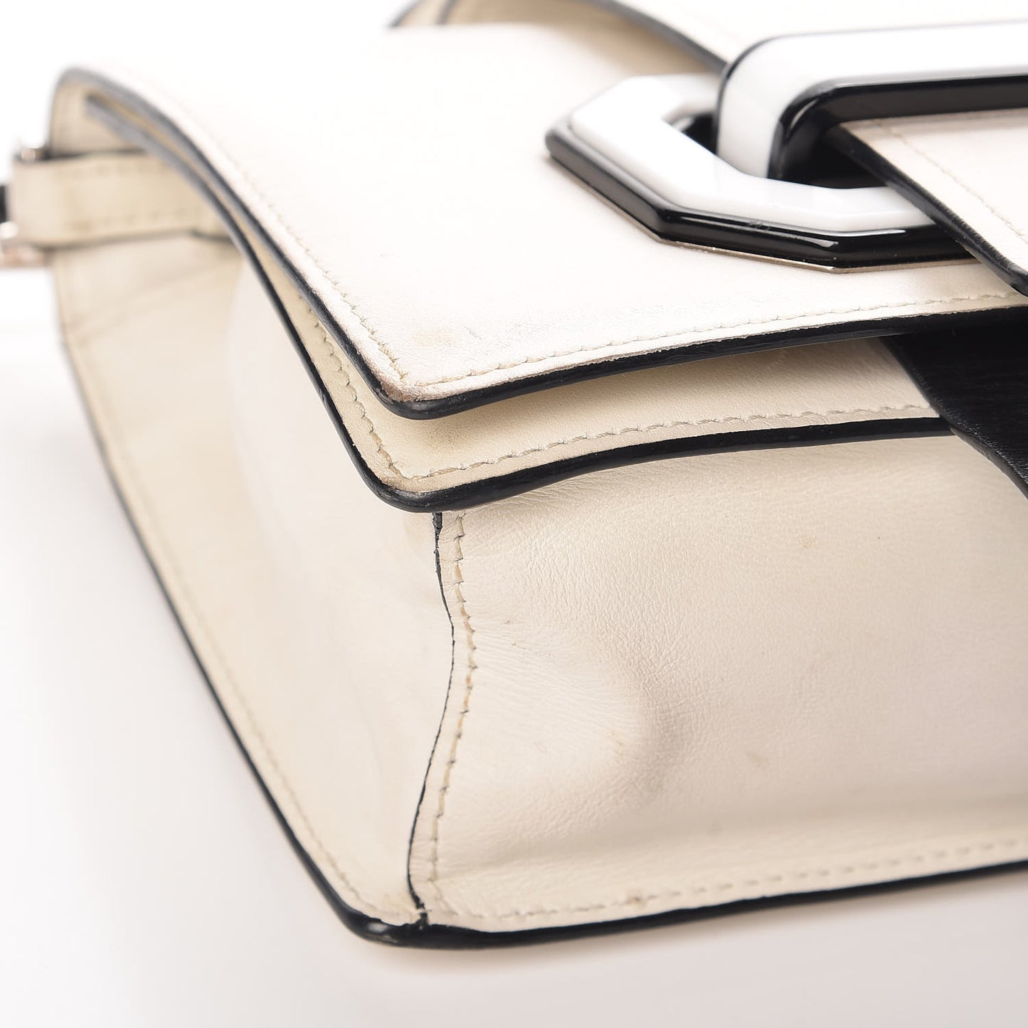 City Calf Plex Ribbon Bag White Black