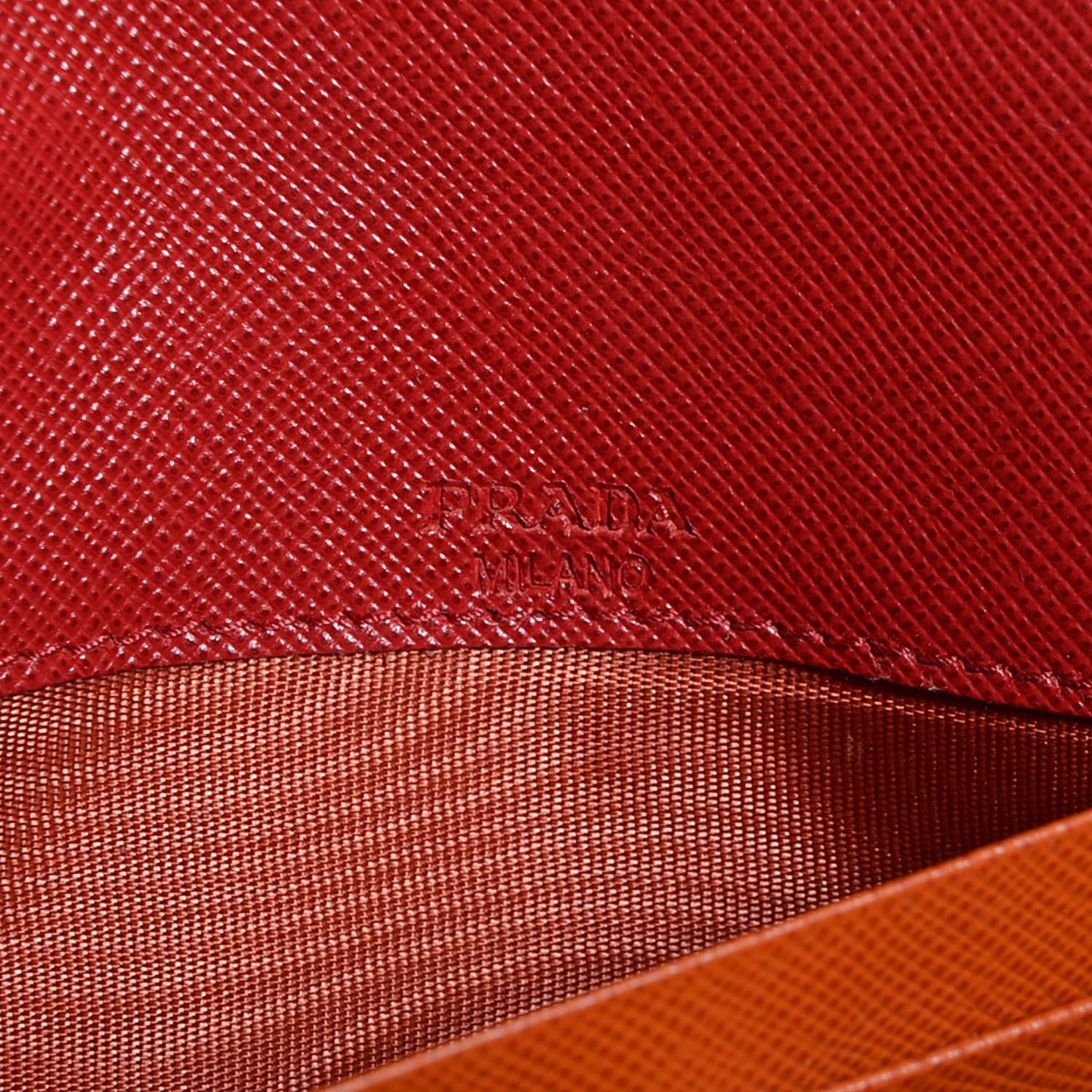 Saffiano Bi-Color Envelope Wallet Fuoco Papaya