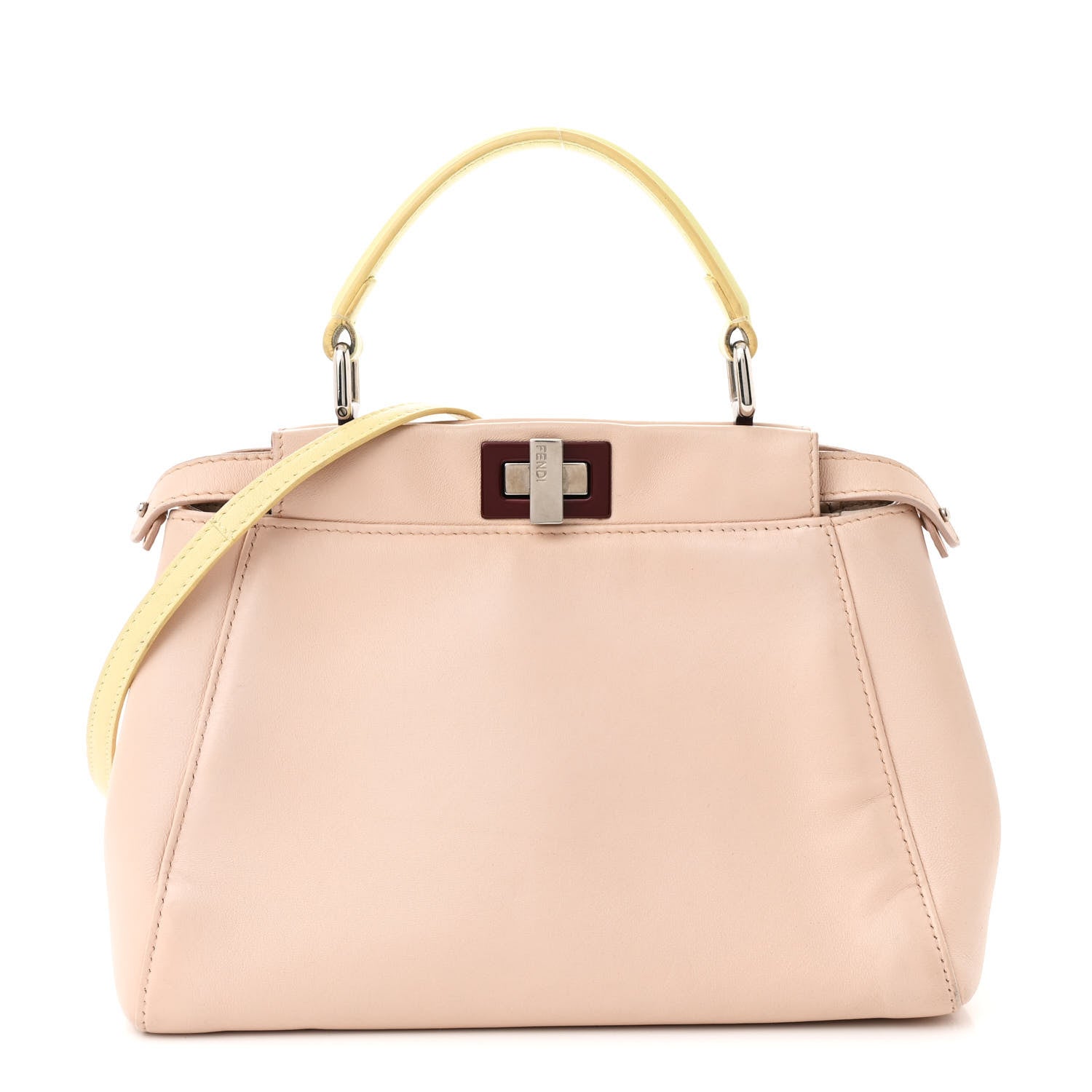 Fendi Nappa Colorblock Mini Peekaboo Iconic Satchel Plaster Banana Grigio Polvere 1 of 11