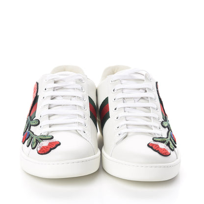 Gucci Calfskin Web Floral Embroidered Womens Ace Sneakers 38 White 2 of 8