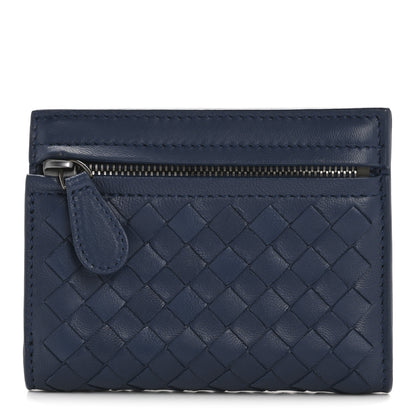 Bottega Veneta Nappa Intrecciato Bifold Zip Wallet Navy 1 of 10