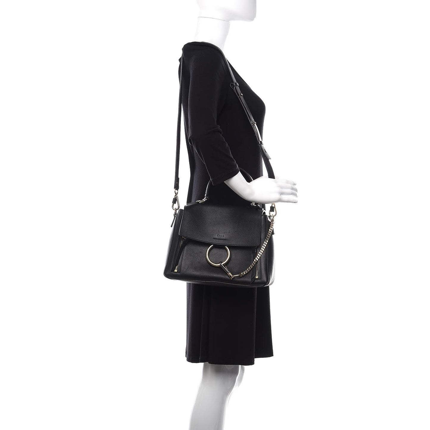 Calfskin Small Faye Day Shoulder Bag Black