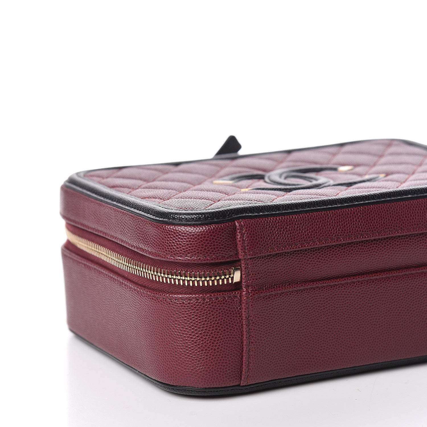 Chanel Caviar Quilted Medium CC Filigree Vanity Case Burgundy Black 9 of 11
