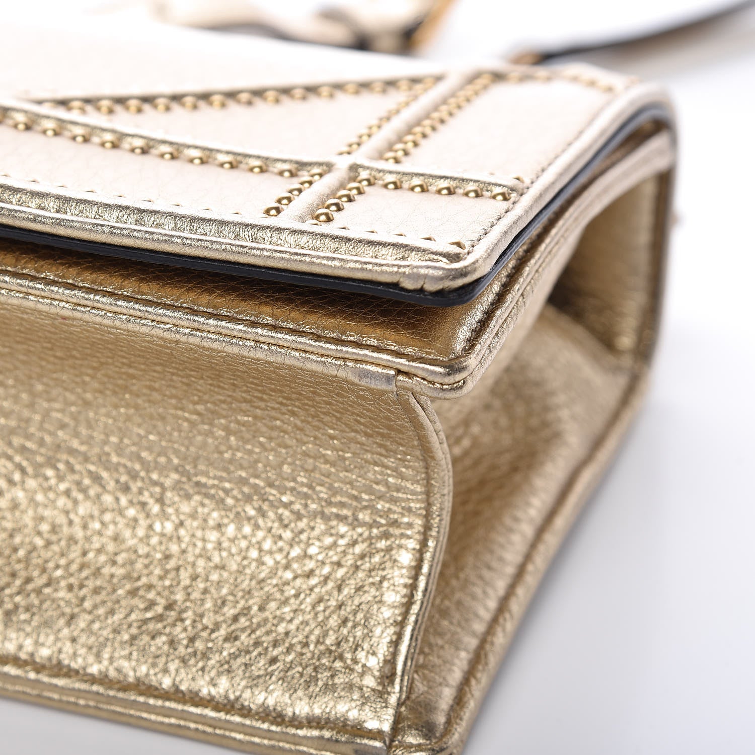 Christian Dior Metallic Calfskin Studded Small Diorama Flap Bag Gold 9 of 12