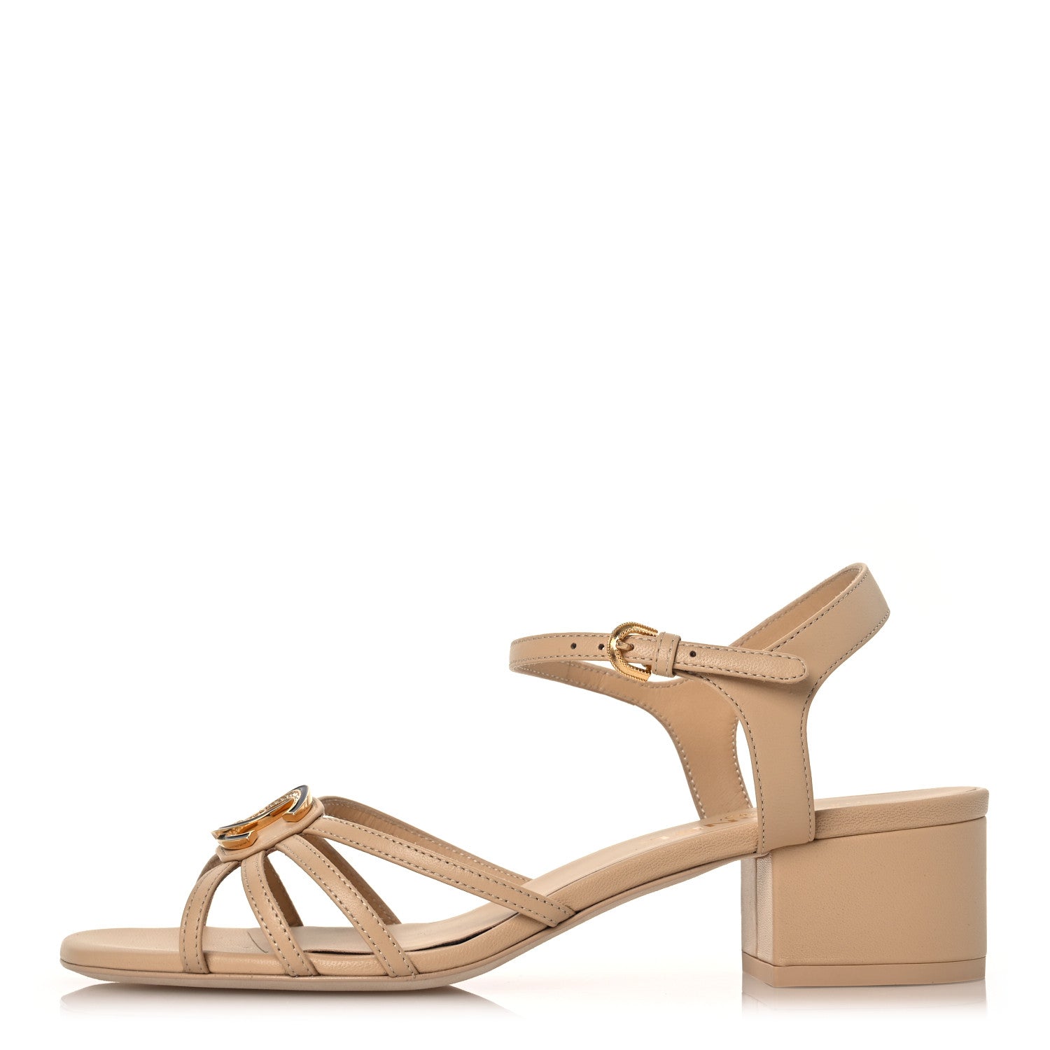 Chanel Lambskin Crystal CC Sandals 38.5 Beige 1 of 9