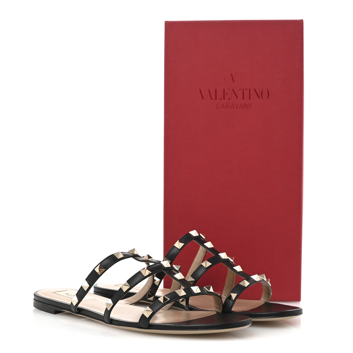 Valentino Garavani Nappa Rockstud Caged Flat Slide Sandals 40 Black 11 of 11