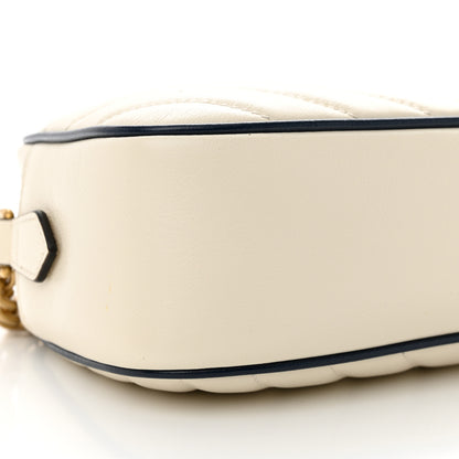 Gucci Vintage Effect Calfskin Matelasse Diagonal Small Torchon GG Marmont Chain Shoulder Bag Mystic White Blue Agata 9 of 12
