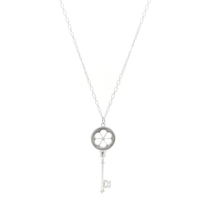 Tiffany Sterling Silver Diamond Blossom Key Pendant Link Necklace 1 of 6
