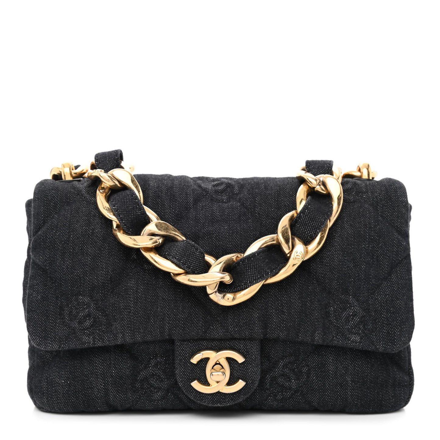 Denim Quilted Medium Funky Town Flap Black