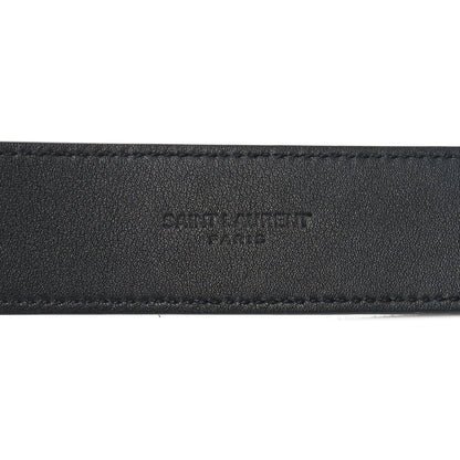 Saint Laurent Suede Calfskin Monogram Square Buckle Belt 80 32 Black 3 of 6