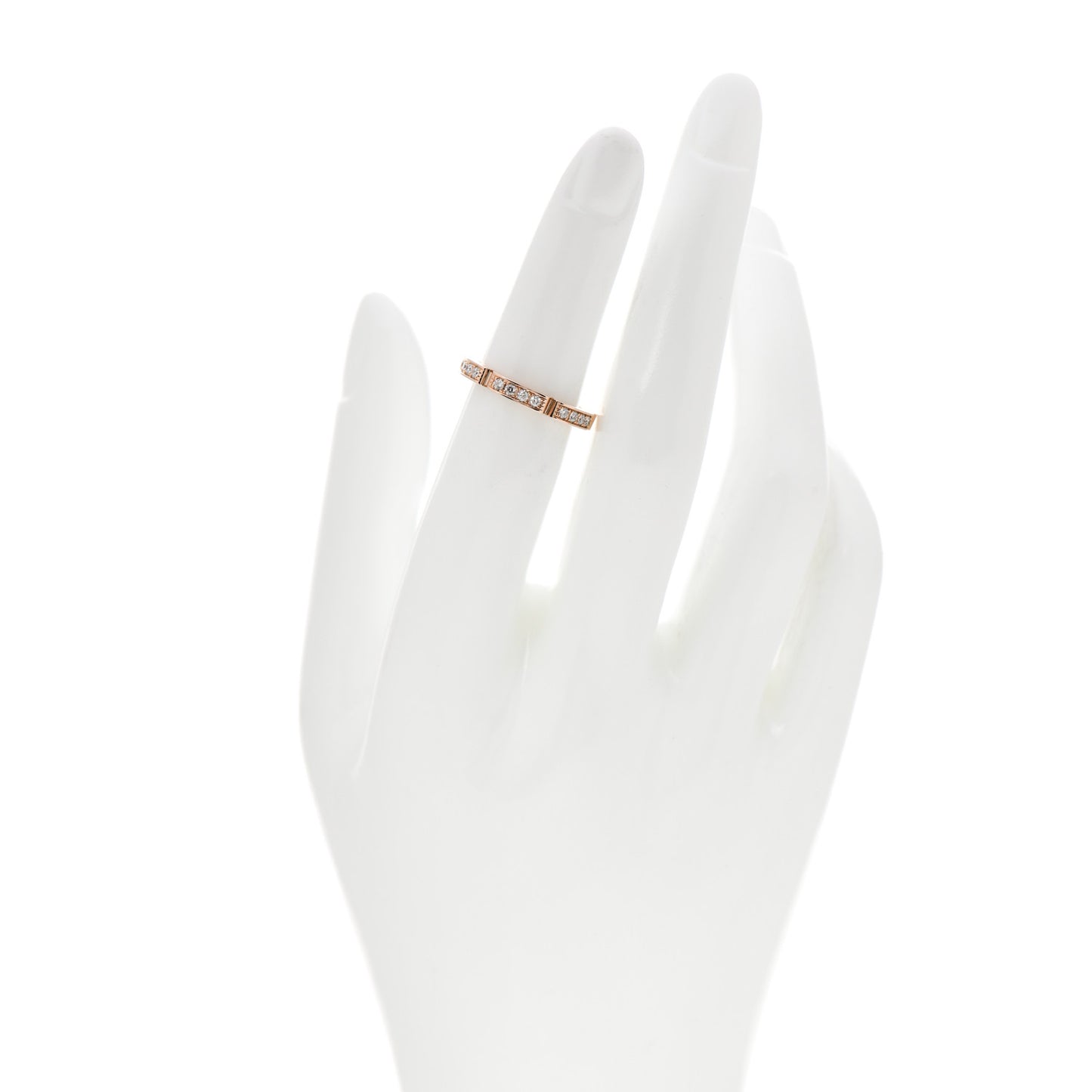 18K Pink Gold Diamond Maillon Panthere Half Diamond Wedding Band Ring 49 4.75