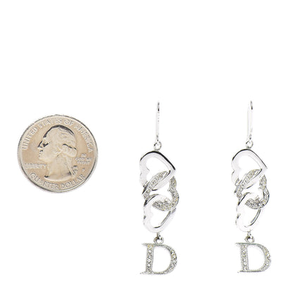 Christian Dior Crystal Heart Hoop Earrings Silver 2 of 3