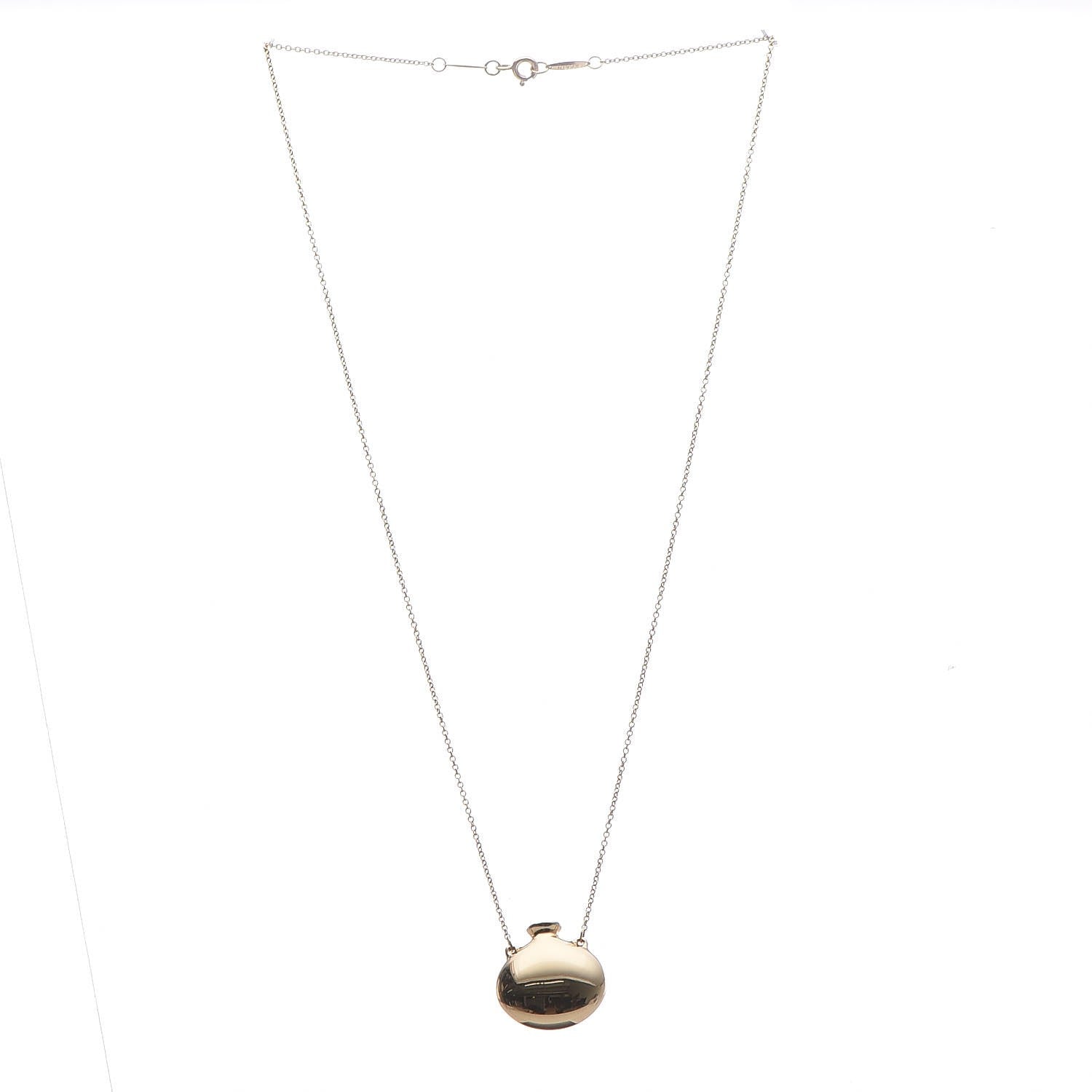 Tiffany 18K Yellow Gold Elsa Peretti Bottle Open Bottle Pendant Necklace 3 of 6
